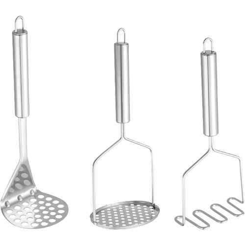 3 Pcs Presse Puree En Acier Inoxydable, Presse Puree Manuel Multifonctionnel De Cuisine, Ecrase Pomme De Terre Avec Crochet