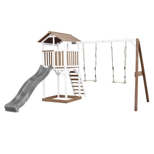 Axi Beach Tower With Double Swing Brown/White - Toboggan Gris