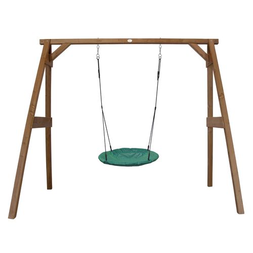Axi Portique En Bois Marron Avec Balançoire - Siège Nid Rond