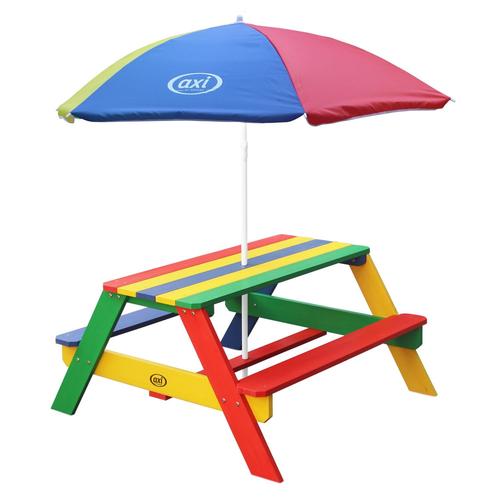 Table Pique Nique Avec Parasol Multicouleur | Table De Jeu Enfant Pour Le Jardin - Axi Nick