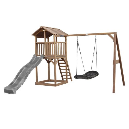 Axi Beach Tower With Roxy Nest Swing Brown - Toboggan Gris