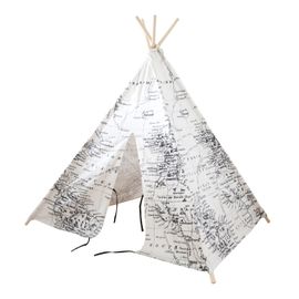 Tipi World Map Noir Et Blanc Sunny