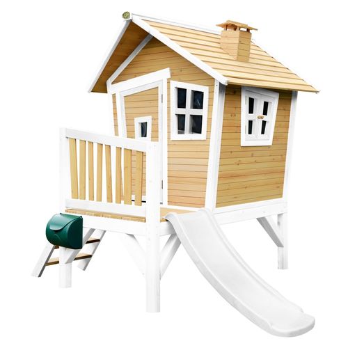 Axi Cabane Enfant Robin Brun Blanc Avec Toboggan Blanc
