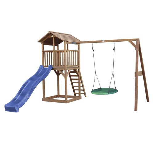 Axi Beach Tower With Summer Litter Swing Brown - Blue Slide