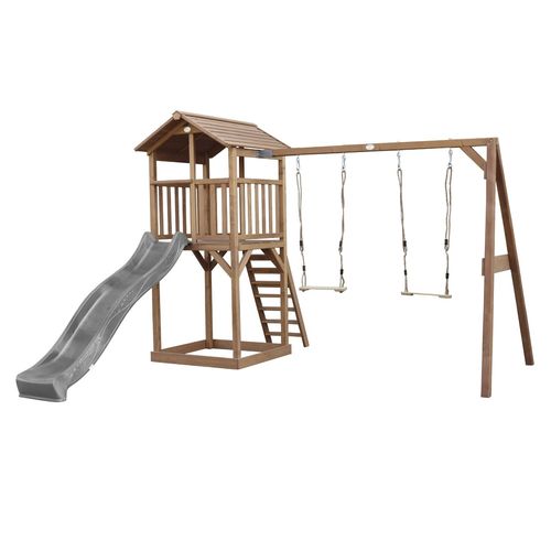 Axi Beach Tower With Double Swing Brown - Toboggan Gris