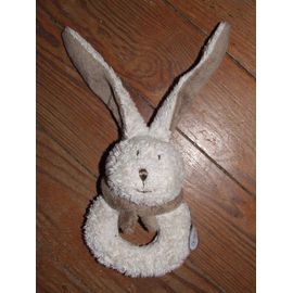 Lapin Hochet Dimpel Gris Beige Ella Doudou Peluche 30 Cms