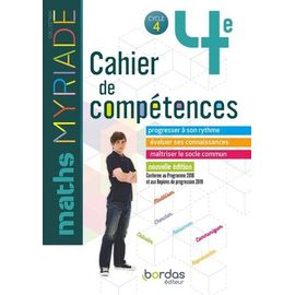 Maths 4e Myriade Cycle 4 - Cahier De Compétences