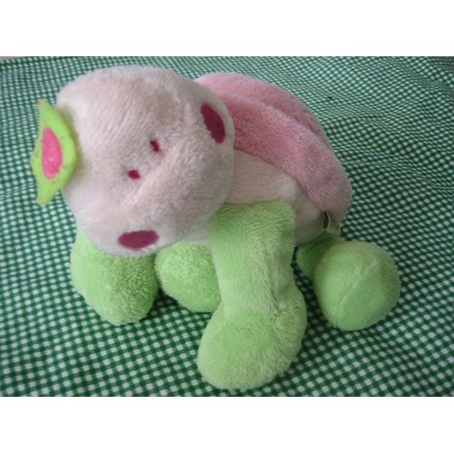 Doudou Tortue Baby Kimbaloo Rose Et Verte 31 Cm