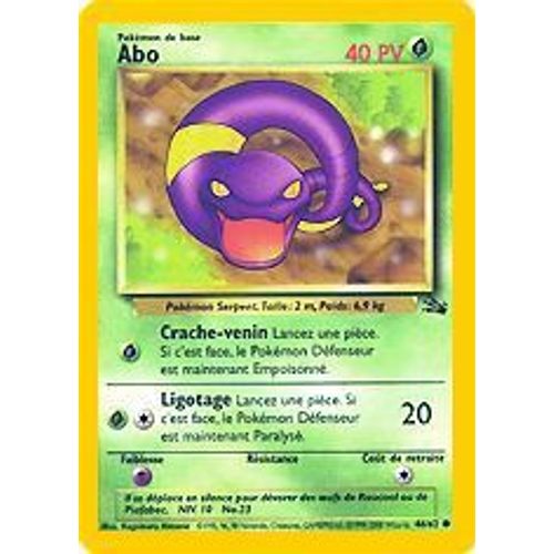 Carte Pokemon  - N°46 / 62 - Abo - Carte Fossile - Série 2 - 1995-1999