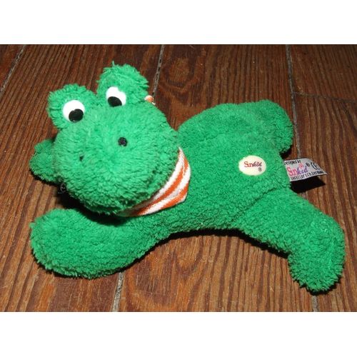 Grenouille Sunkid Verte Foulard Raye Orange  Doudou Peluche 16 Cms