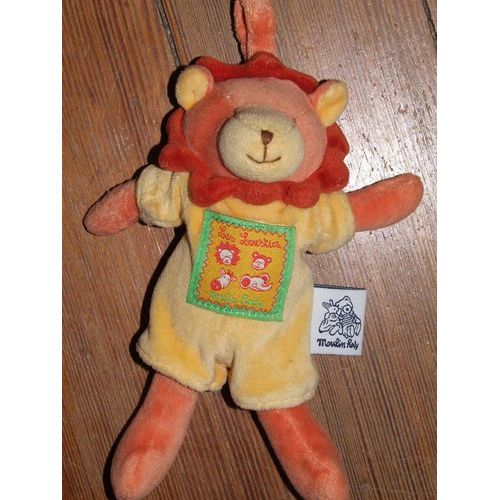 Lion Moulin Roty Doudou Grelot Attache Peluche 18 Cms