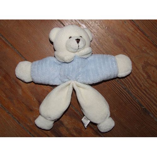 Ours Cmp Doudou Bleu Beige Peluche 22 Cms