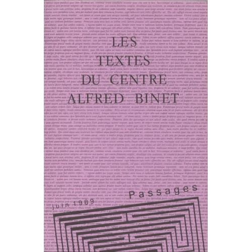 Les Textes Du Centre Alfred Binet  N° 14 : Passages