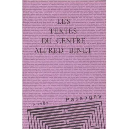 Les Textes Du Centre Alfred Binet  N° 14 : Passages