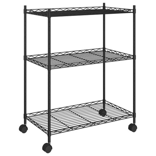 Étagère de rangement 3 niveaux et roues 60x35x81 cm noir 150 kg