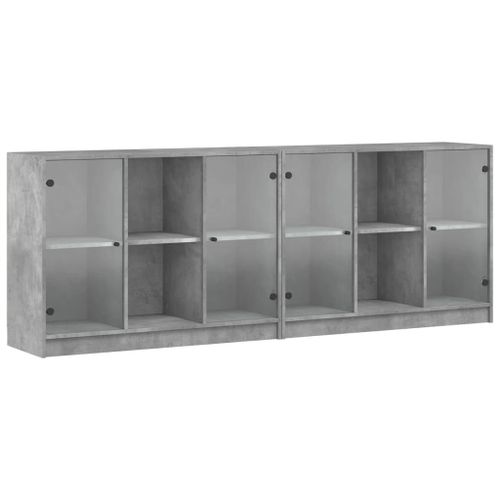 Vidaxl Bibliothèque Avec Portes Gris Béton 204x37x75 Cm