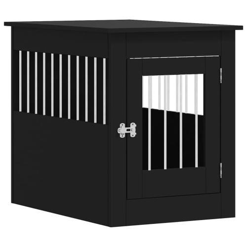 Vidaxl Meuble De Cage Pour Chiens Noir 55x80x68 Cm Bois D'ingénierie