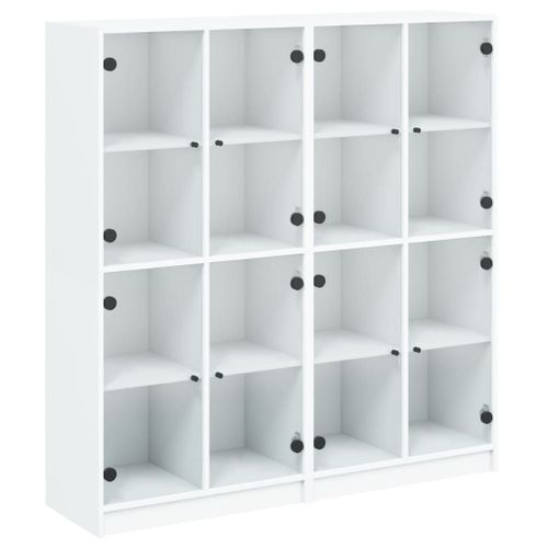 Vidaxl Bibliothèque Avec Portes Blanc 136x37x142 Cm Bois D'ingénierie