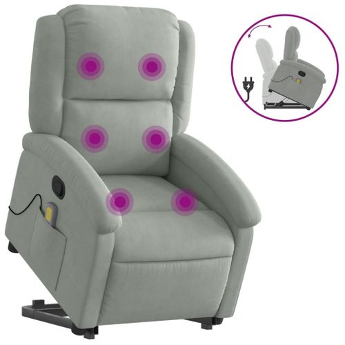 Vidaxl Fauteuil De Massage Inclinable Gris Clair Velours