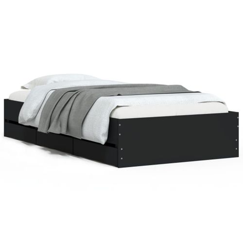 Vidaxl Cadre De Lit Avec Tiroirs Sans Matelas Noir 100x200 Cm