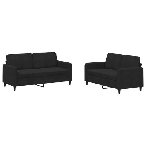 Vidaxl Ensemble De Canapés 2 Pcs Noir Velours