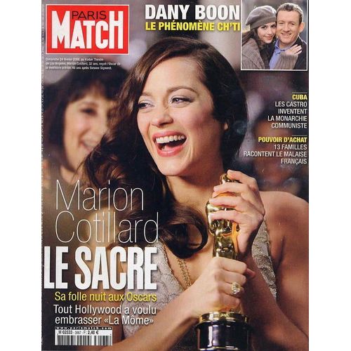 Paris Match Du 20 Fevrier 2008  N° 3067 : Marion Cotillard (Couverture +10p) Dany Boon (Medaillon +6p) Kad Merad (3p)