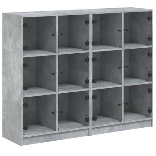 Vidaxl Bibliothèque Avec Portes Gris Béton 136x37x109 Cm