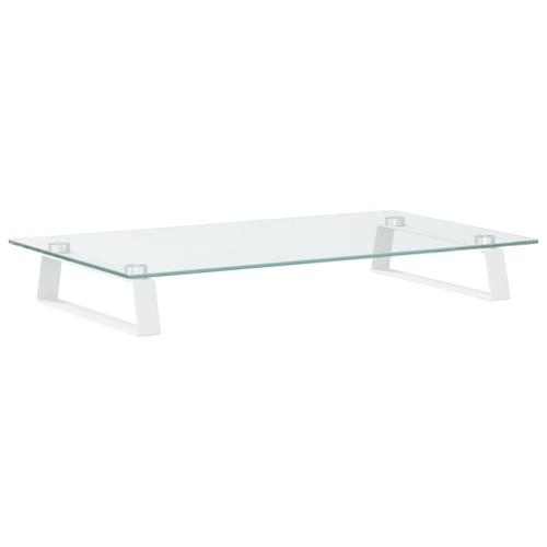 vidaXL Support de moniteur blanc 60x35x8 cm verre trempé et métal