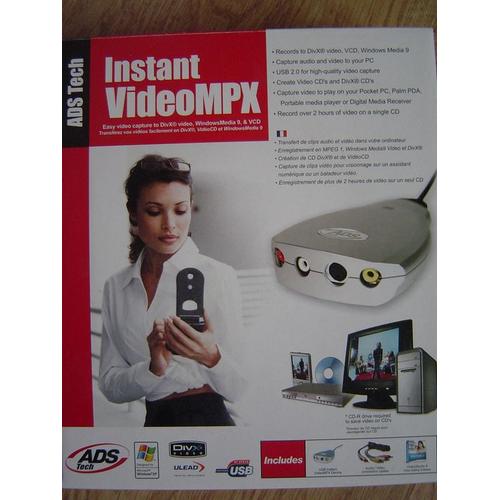 ADS Instant VideoMPX - Adaptateur d'entrée vidéo - Hi-Speed USB - NTSC, SECAM, PAL