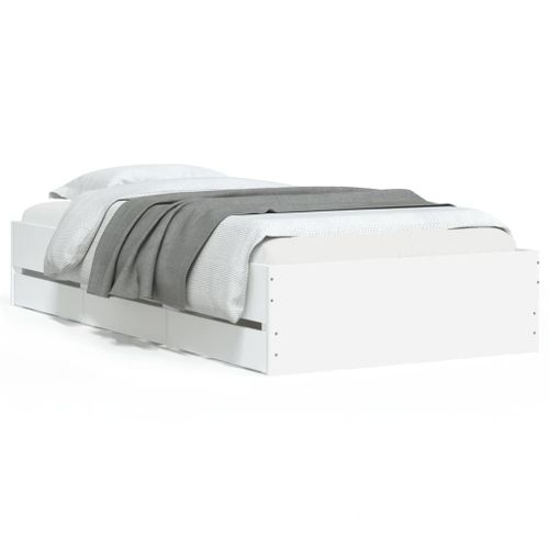 Vidaxl Cadre De Lit Avec Tiroirs Sans Matelas Blanc 100x200 Cm