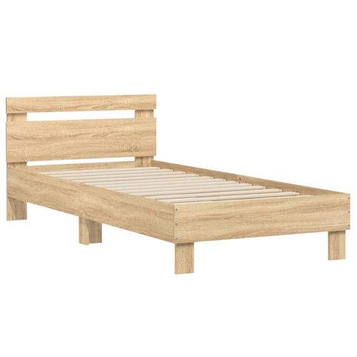 Vidaxl Cadre De Lit Tête De Lit Chêne Sonoma 90x190 Cm Bois Ingénierie