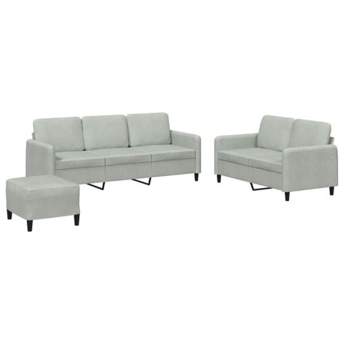 Vidaxl Ensemble De Canapés 3 Pcs Gris Clair Velours