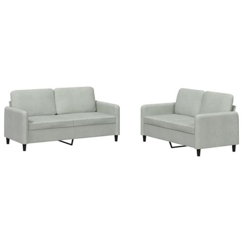 Vidaxl Ensemble De Canapés 2 Pcs Gris Clair Velours