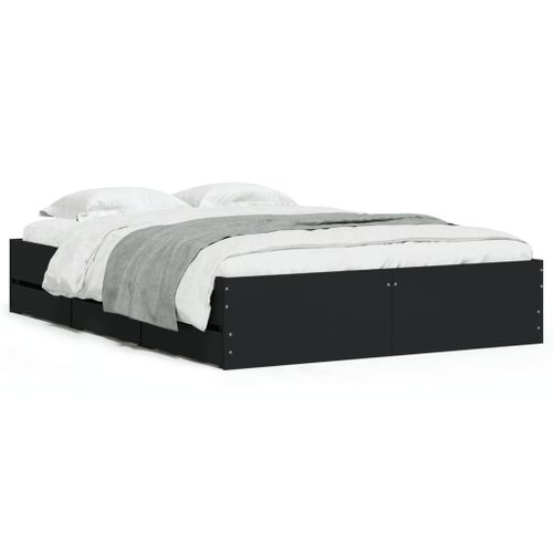 Vidaxl Cadre De Lit Avec Tiroirs Sans Matelas Noir 120x190 Cm