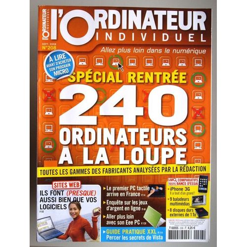 L'ordinateur Individuel  N° 208 : Spécial Rentrée 240 Ordinateurs À La Loupe