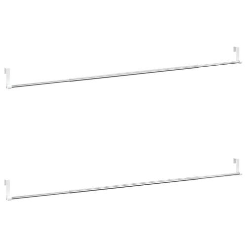 Tringles à rideau 2 pcs blanc et argenté 90-135 cm aluminium