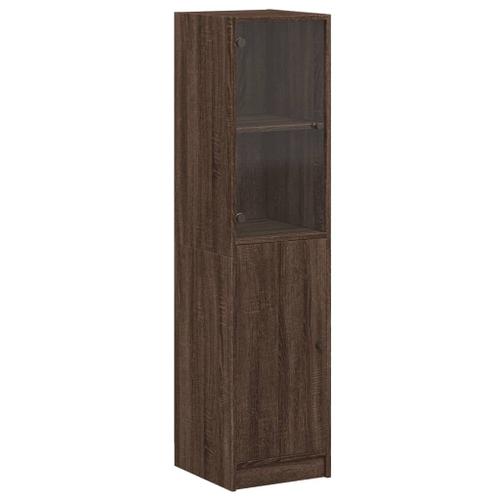 Vidaxl Buffet Avec Porte En Verre Chêne Marron 35x37x142 Cm