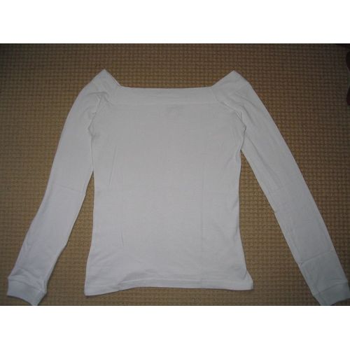 T-Shirt (Encolure Carrée) Zara T R F , Blanc, Manches Longues