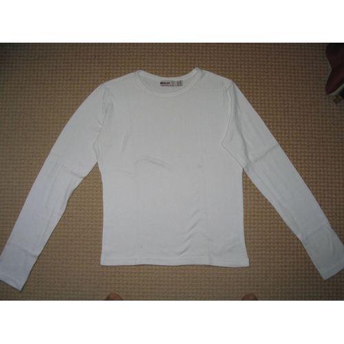 T-Shirt (Col Rond) Zara T R F , Blanc, Manches Longues