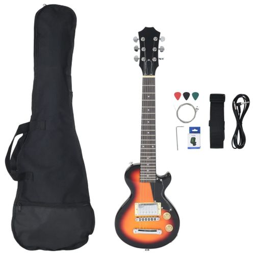 Guitare Électrique Pour Enfants Et Sac Marron Et Noir 3/4 30"