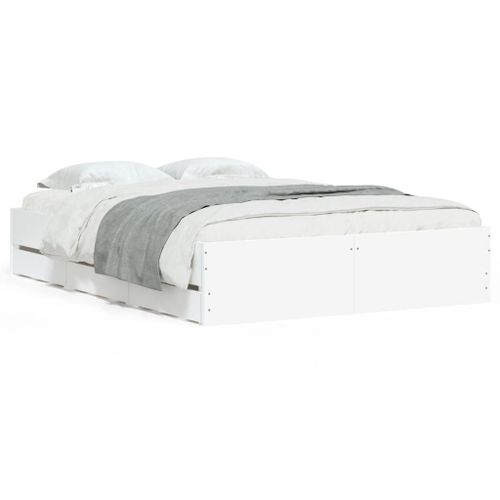 Vidaxl Cadre De Lit Avec Tiroirs Sans Matelas Blanc 120x200 Cm