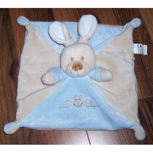 Doudou Lapin Vetir Veti Pommette Bleu Et Beige Un Amour De Lapin