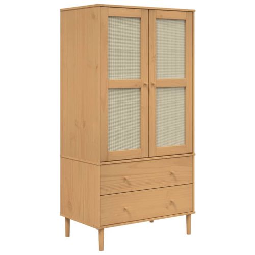 Vidaxl Garde-Robe Senja Aspect Rotin Marron Bois Massif De Pin