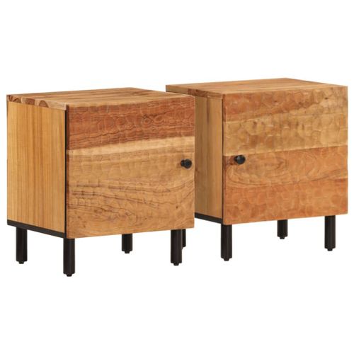 Vidaxl Tables De Chevet 2 Pcs 40x33x46 Cm Bois D'acacia Massif