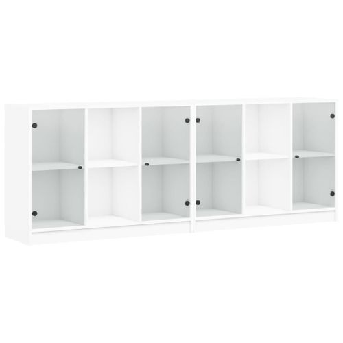 Vidaxl Bibliothèque Avec Portes Blanc 204x37x75 Cm Bois D'ingénierie