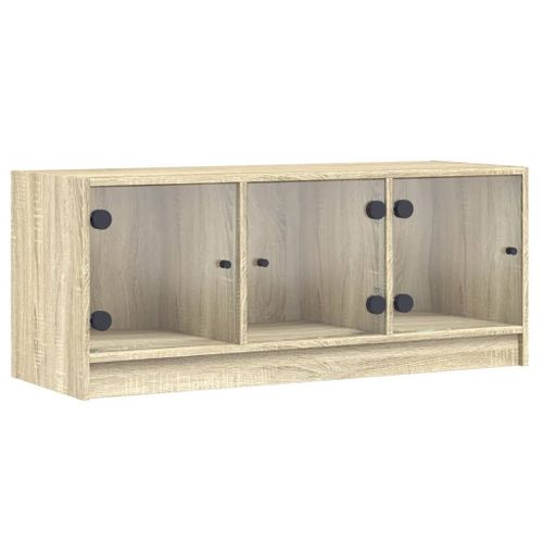 Vidaxl Meuble Tv Avec Portes En Verre Chêne Sonoma 102x37x42 Cm
