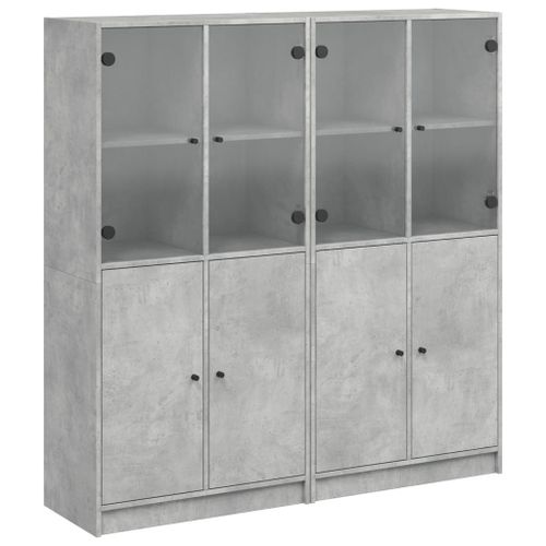 Vidaxl Bibliothèque Avec Portes Gris Béton 136x37x142 Cm