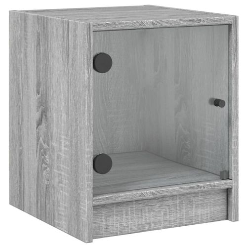 Vidaxl Table De Chevet Avec Porte En Verre Sonoma Gris 35x37x42 Cm