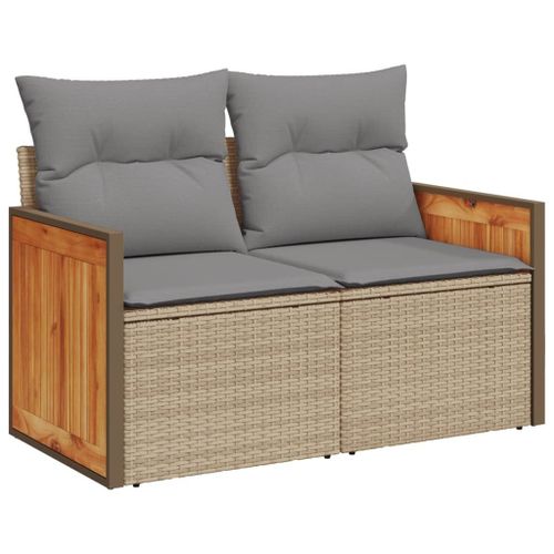 Vidaxl Canapé De Jardin Avec Coussins 2 Places Beige Résine Tressée