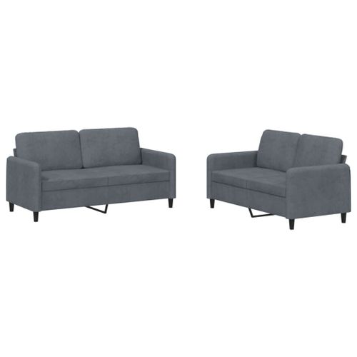 Vidaxl Ensemble De Canapés 2 Pcs Gris Foncé Velours